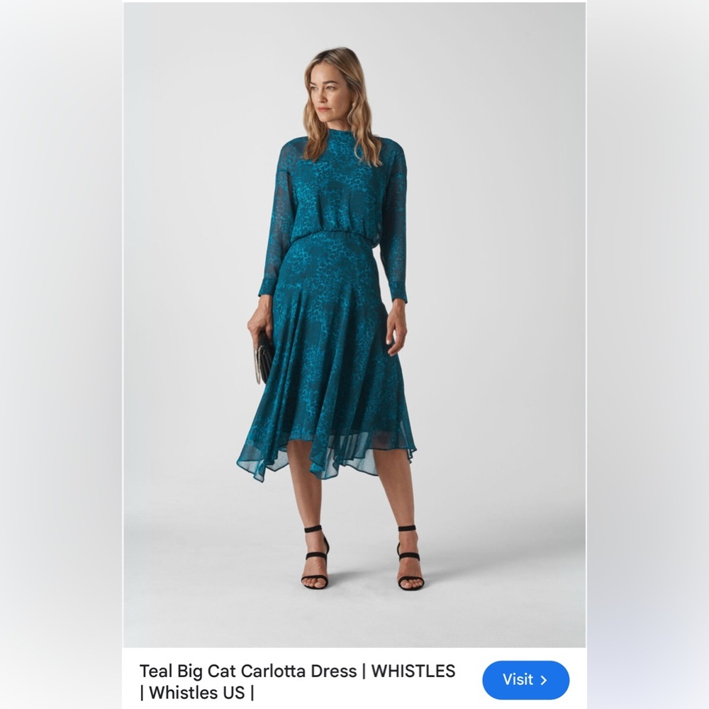 Whistles Teal Patterned leopard Dress